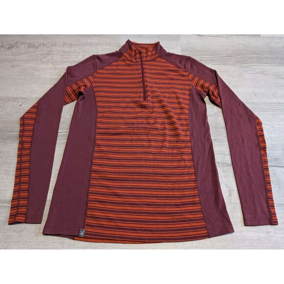 Ibex Sweater Men's Sz M Merino Wool 1/4 Zip Woolies 2 Base Layer Striped READ - Picture 1 of 8